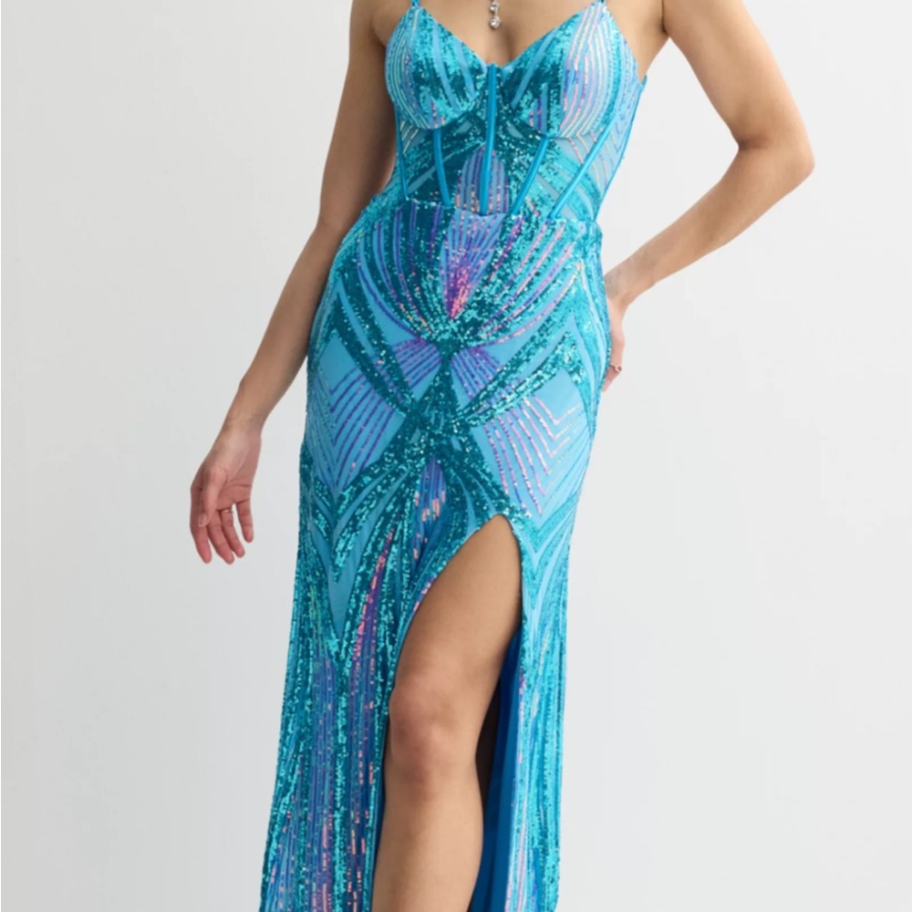 Kohl's Turquoise Sequin Prom Dress